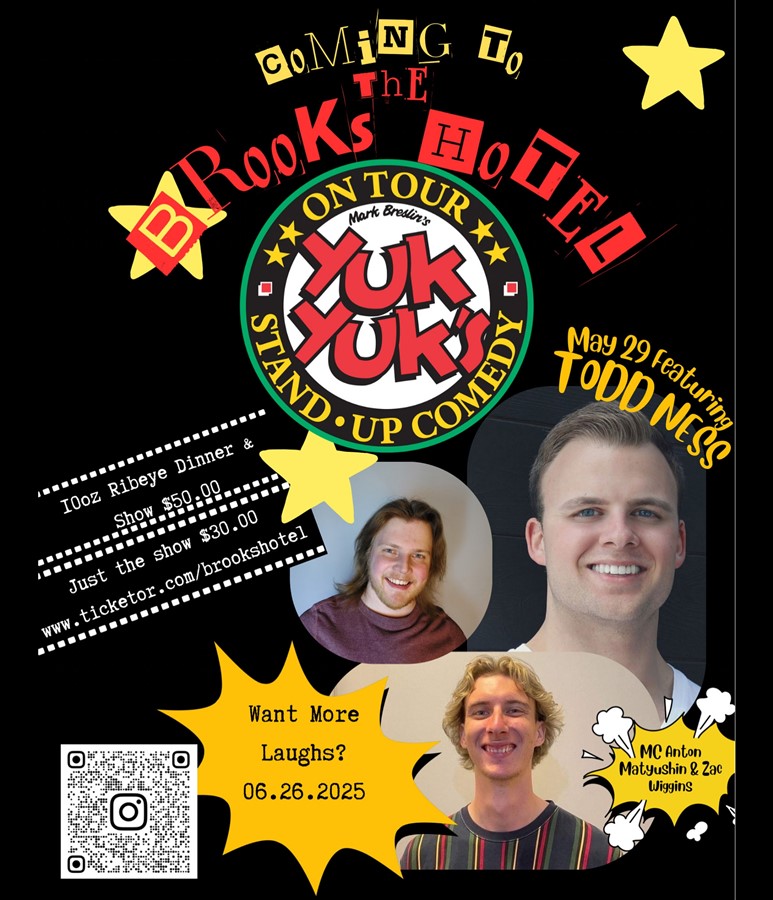Get Information and buy tickets to Yuk Yuks live at The Brooks Hotel Show starts at 7pm. Must be 18 or over on Brooks Hotel